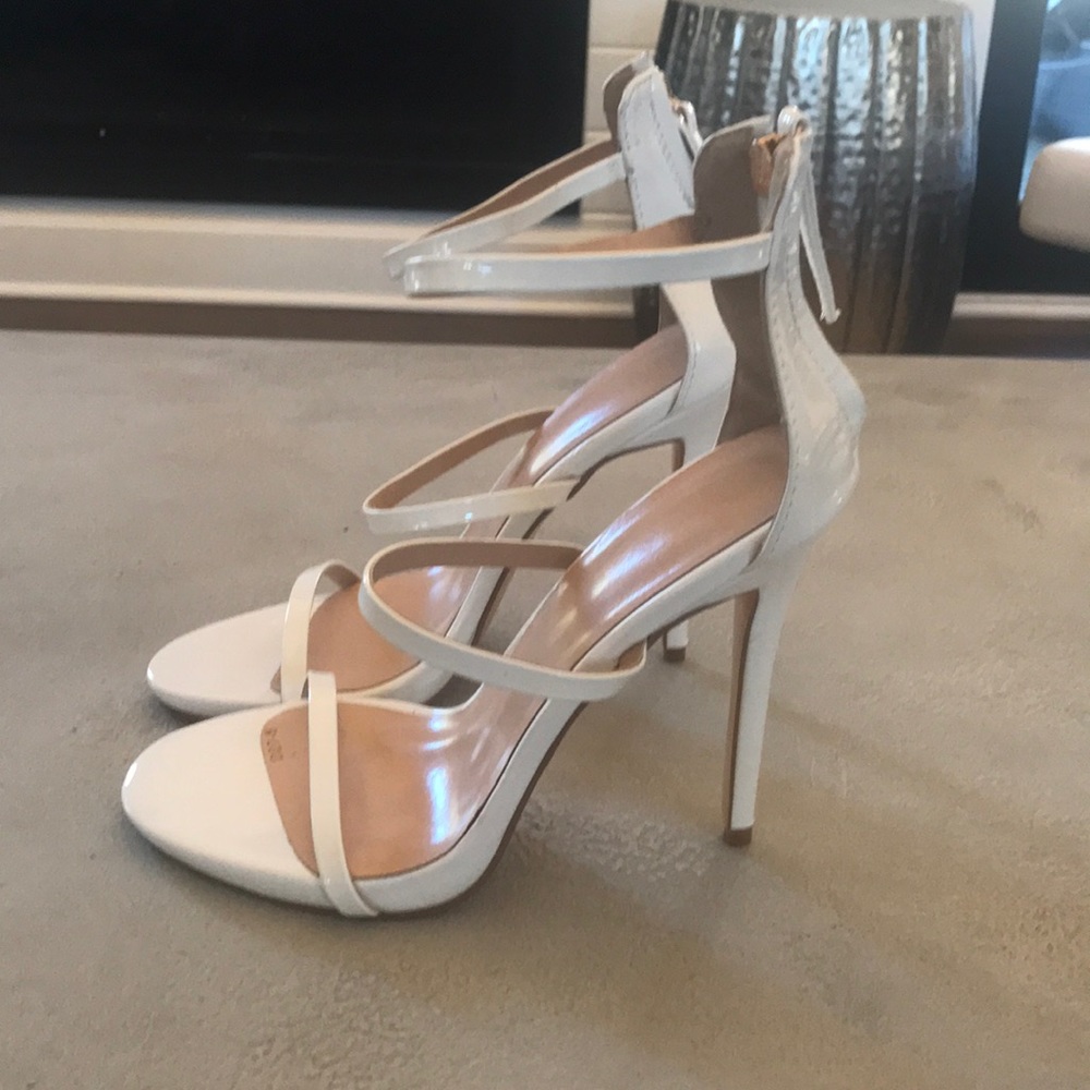 New White Patent Leather Strappy Sandal